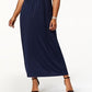 NY Collection Women's Plus Ruched Empire Maxi Dress Black Size 3X