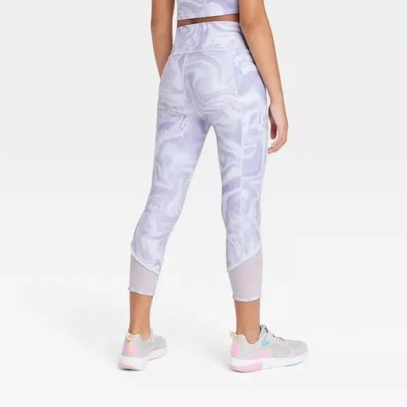 All in Motion Girls' High-Waist Leggings Light Gray Size L