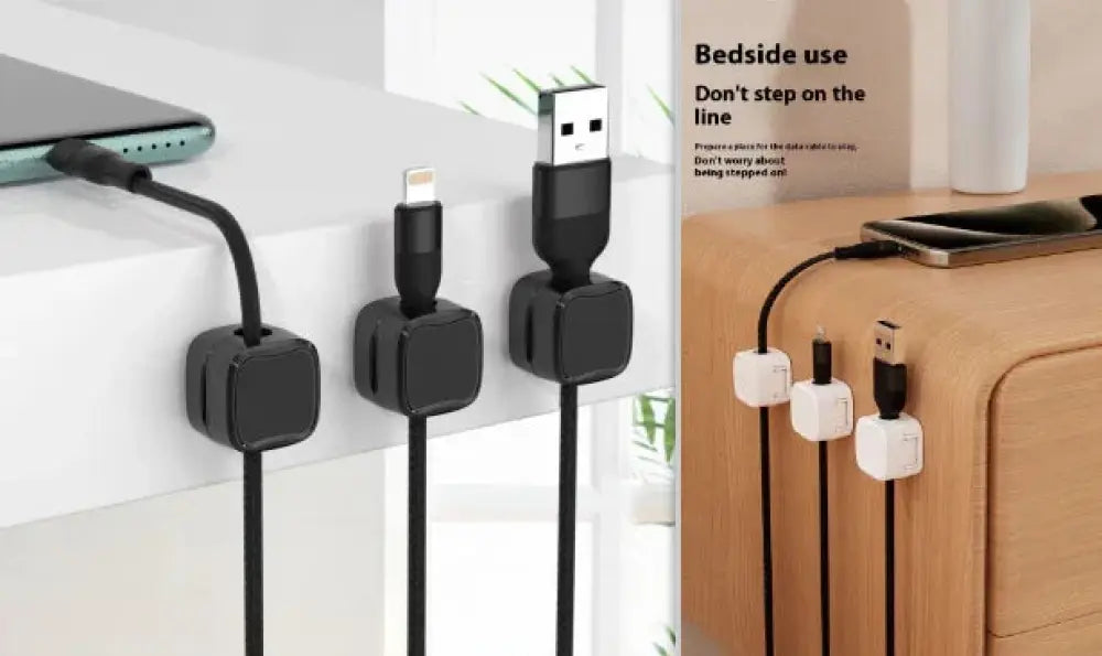 Magnetic Square Under Desk Cable Organizer and Cord Clip
