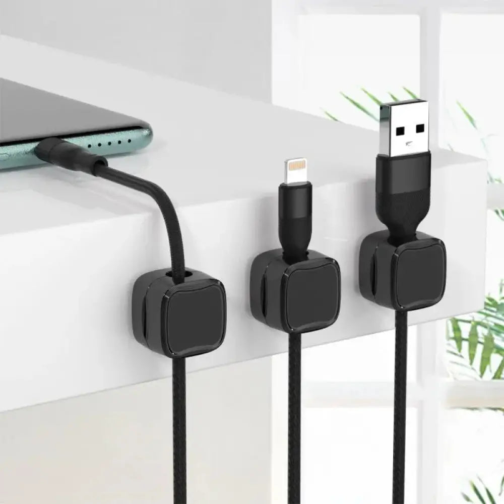 Magnetic Square Under Desk Cable Organizer and Cord Clip