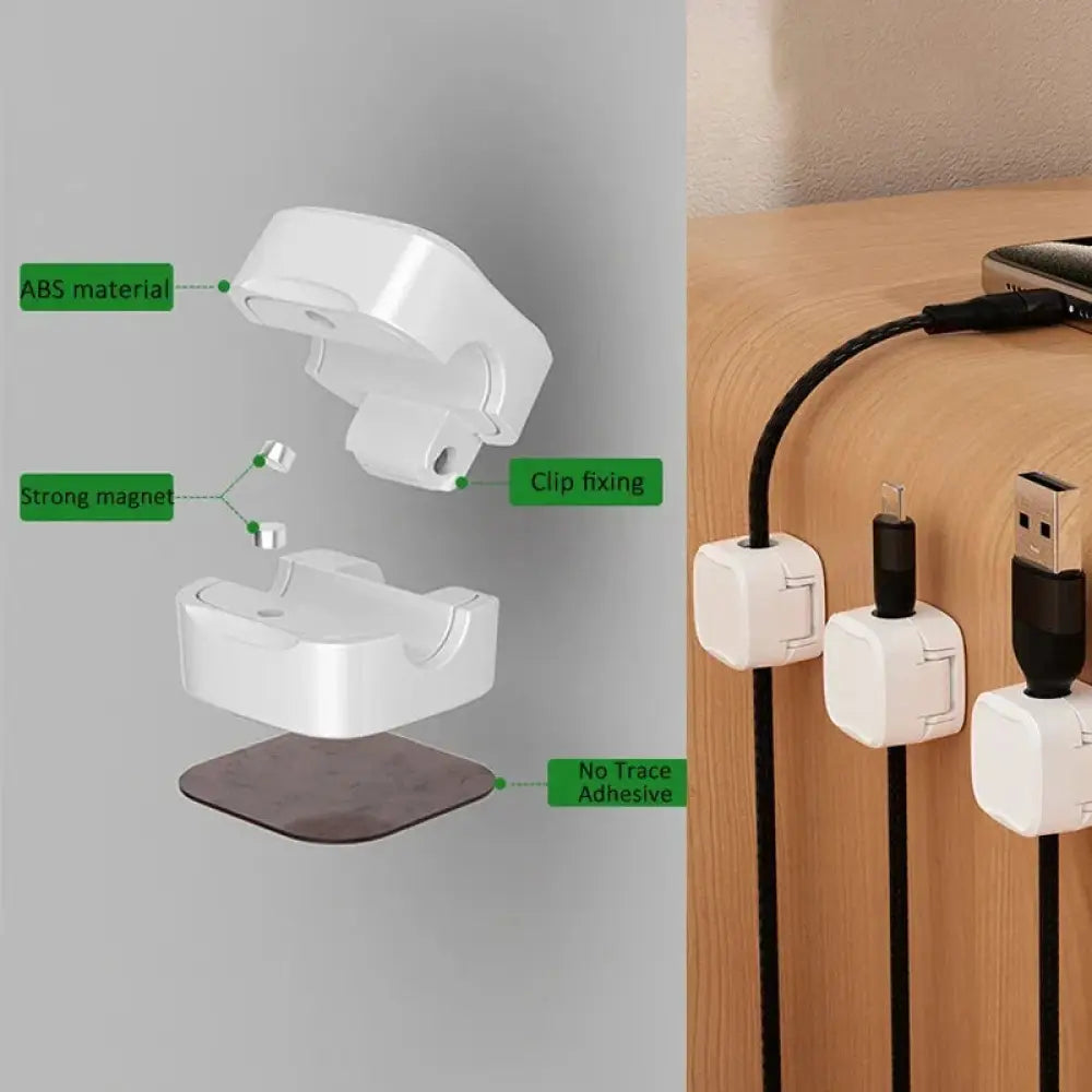 Magnetic Square Under Desk Cable Organizer and Cord Clip