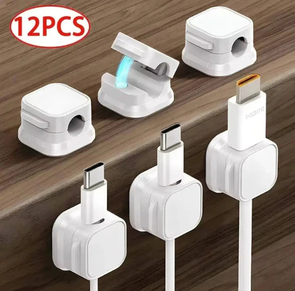 Magnetic Square Under Desk Cable Organizer and Cord Clip