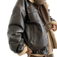 Maillard Leather Bomber Jacket with Shearling Lining