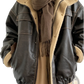 Maillard Leather Bomber Jacket with Shearling Lining