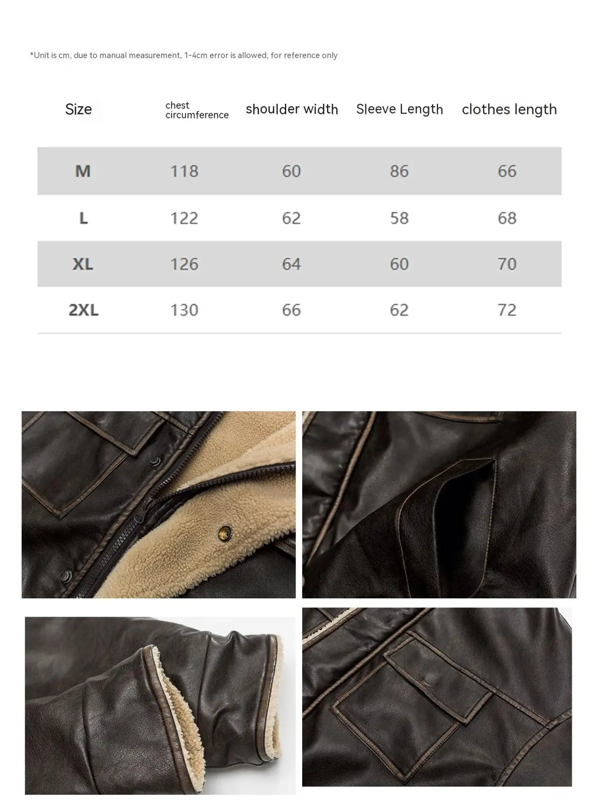 Maillard Leather Bomber Jacket with Shearling Lining