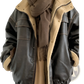 Maillard Leather Bomber Jacket with Shearling Lining