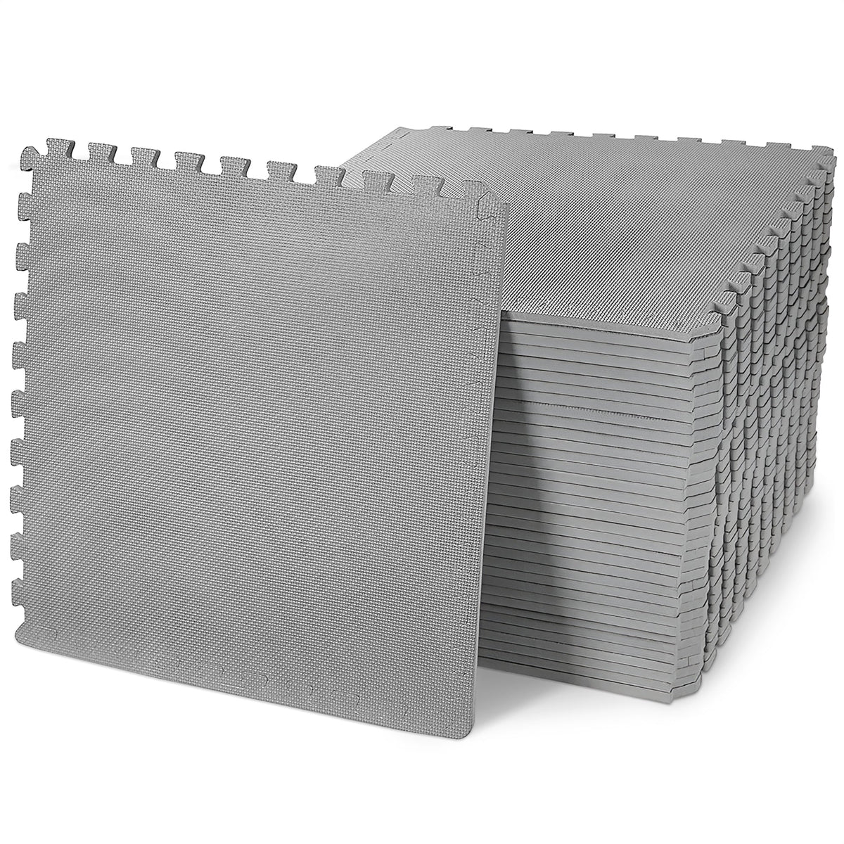 BalanceFrom Fitness 144 Sq Ft Interlocking EVA Foam Exercise Mat Tiles, Gray
