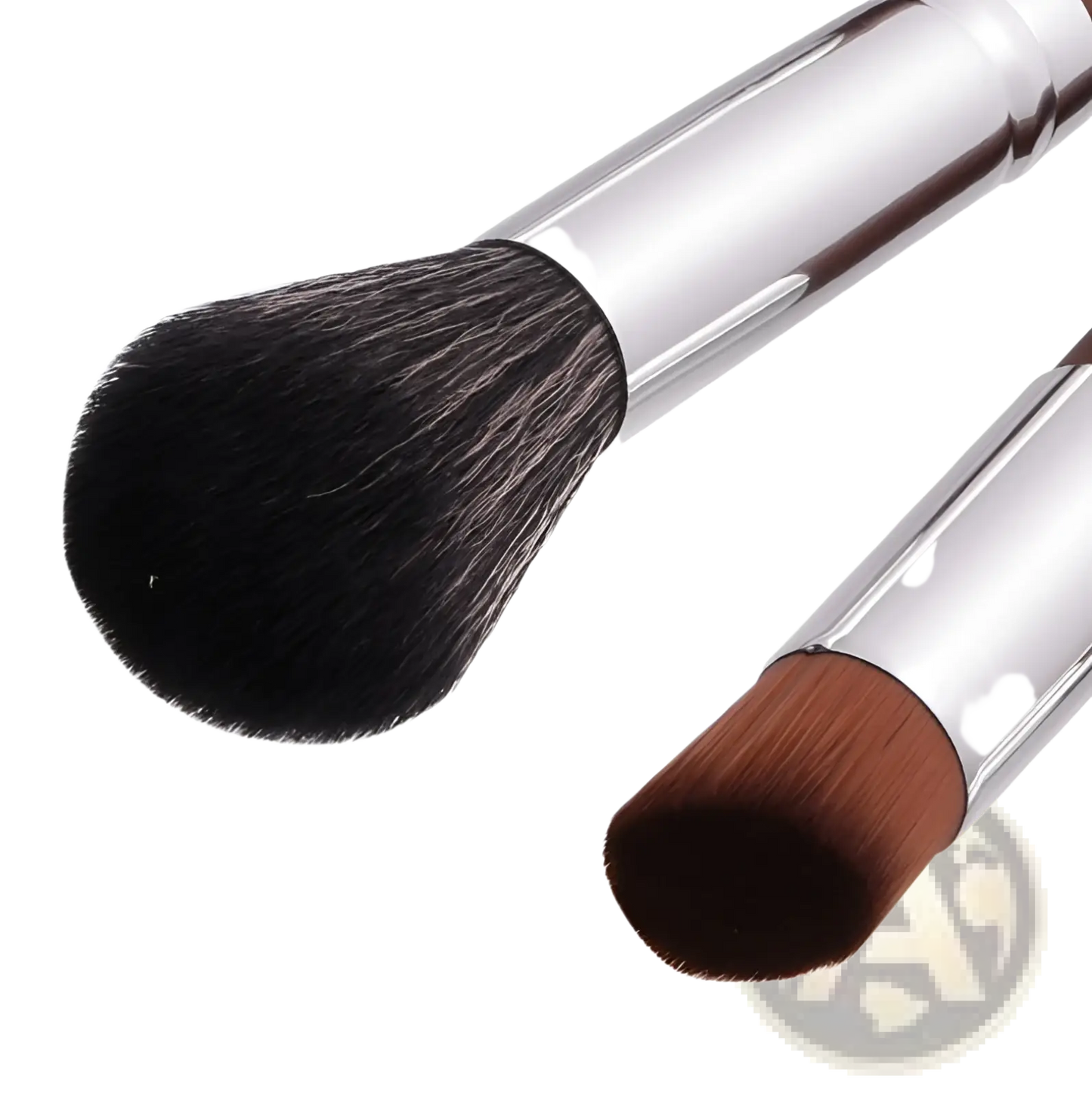 Makeup Brush Set 10 Piece Professional Silver Wood