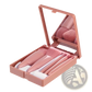 Makeup Brush Set with Mirror 5 Piece Portable Pink Kit