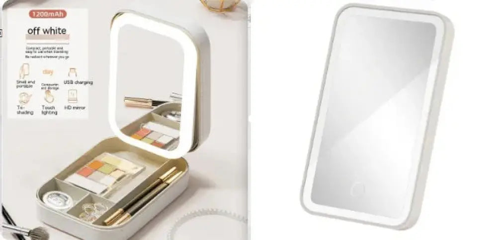 Portable Led Travel Makeup Mirror and Jewelry Storage Box