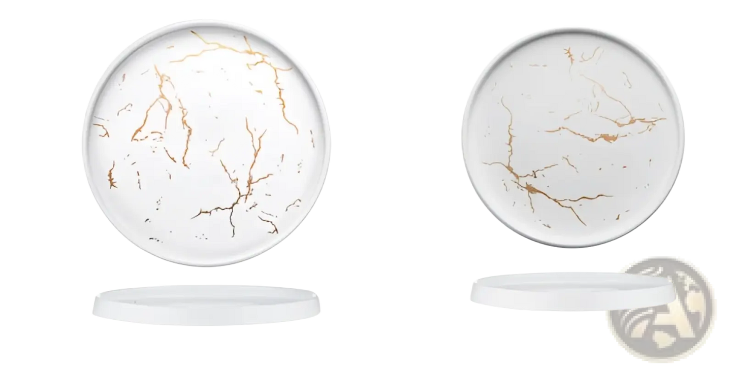 Marble Ceramic Plate with Gold Veining Tray
