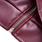Maroon Faux Leather Biker Jacket for Women