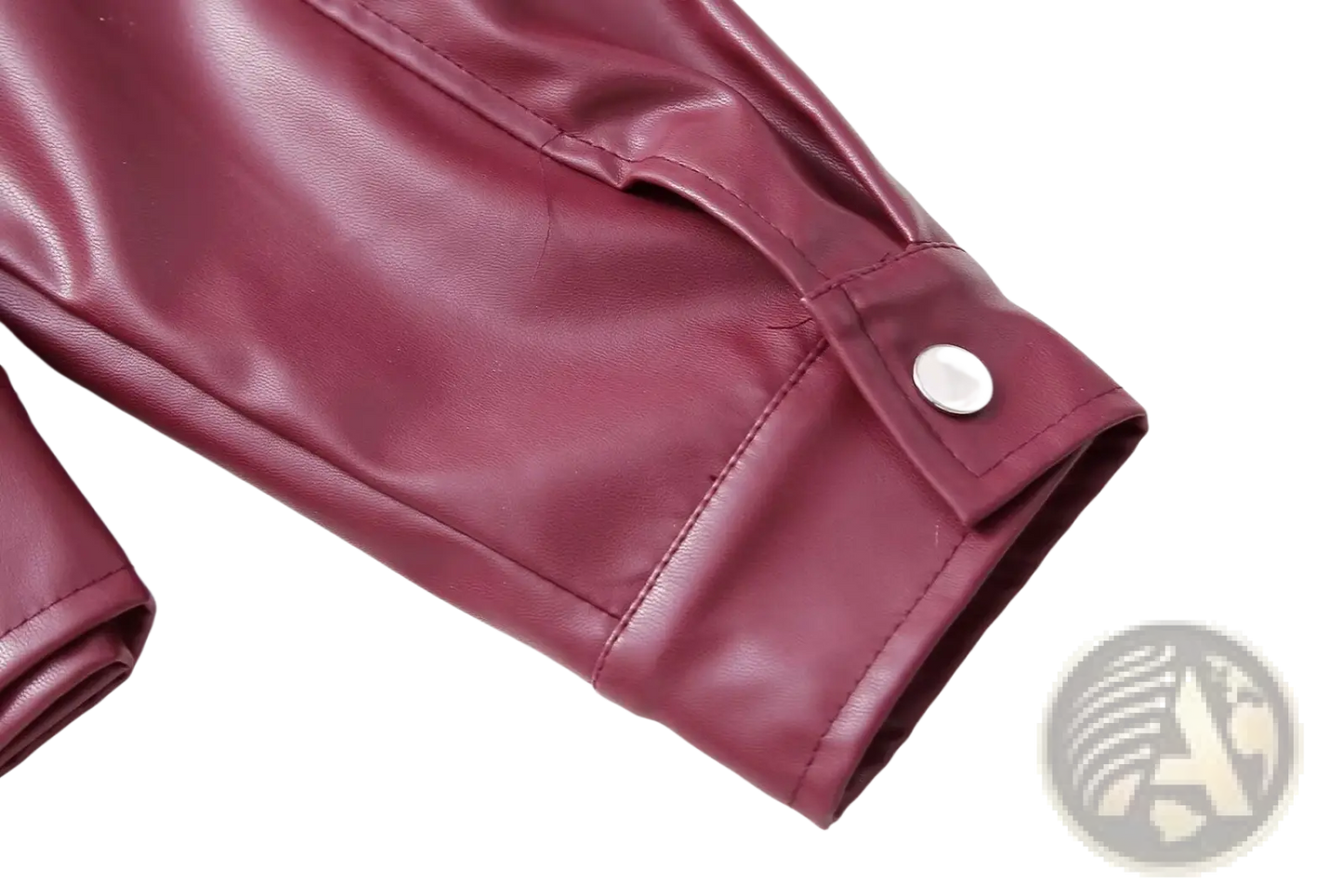 Maroon Faux Leather Biker Jacket for Women