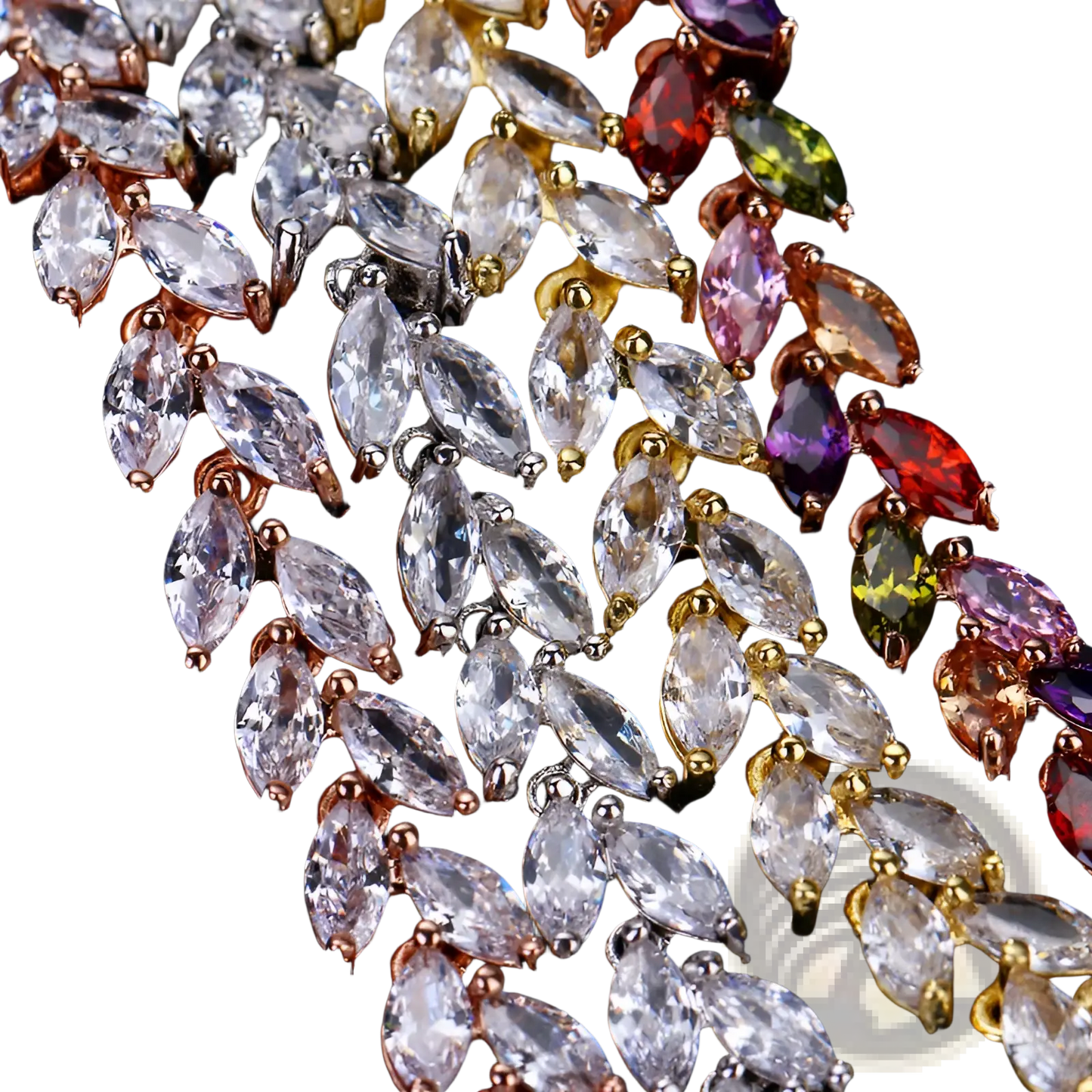 Marquise Zircon Leaf Tennis Bracelet in Polished Silver