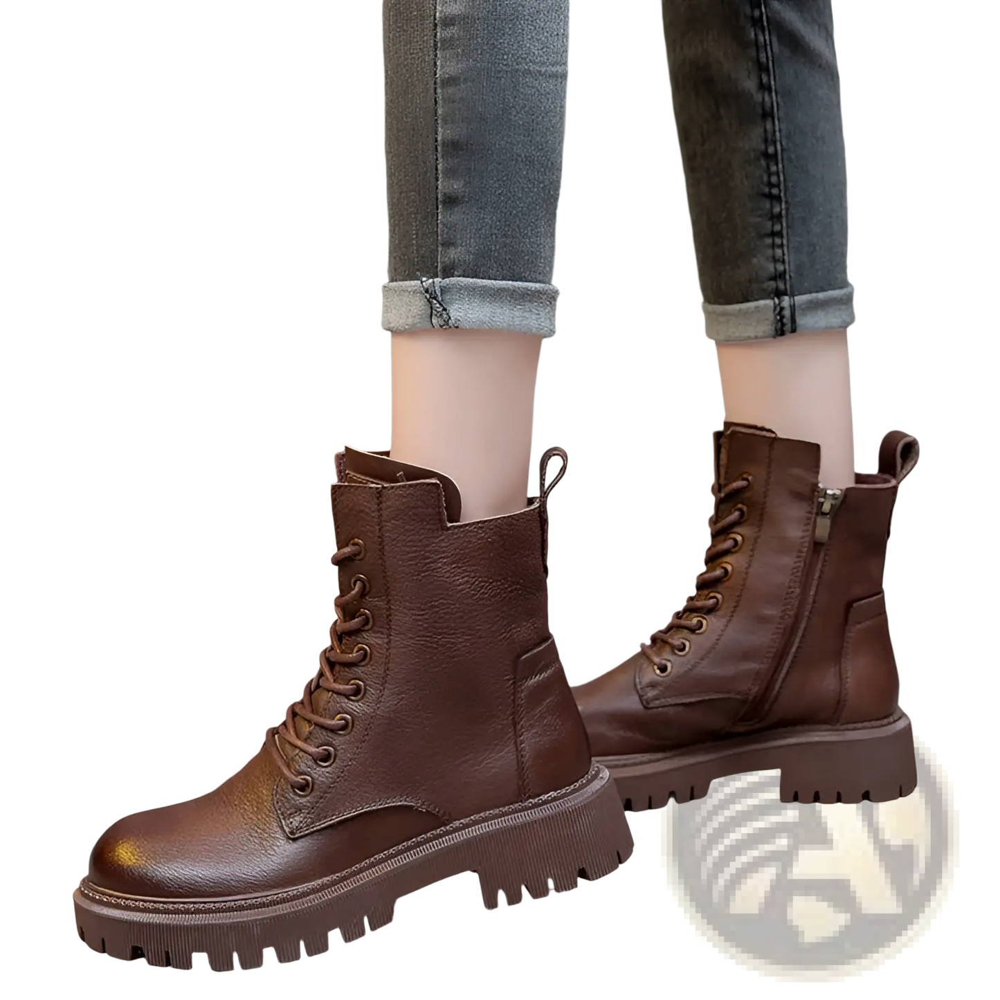 Martin Boots Women's Leather Chunky Lace Up Combat Boots