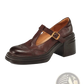 Mary Jane Shoes Chunky Heel Leather Platform Pumps