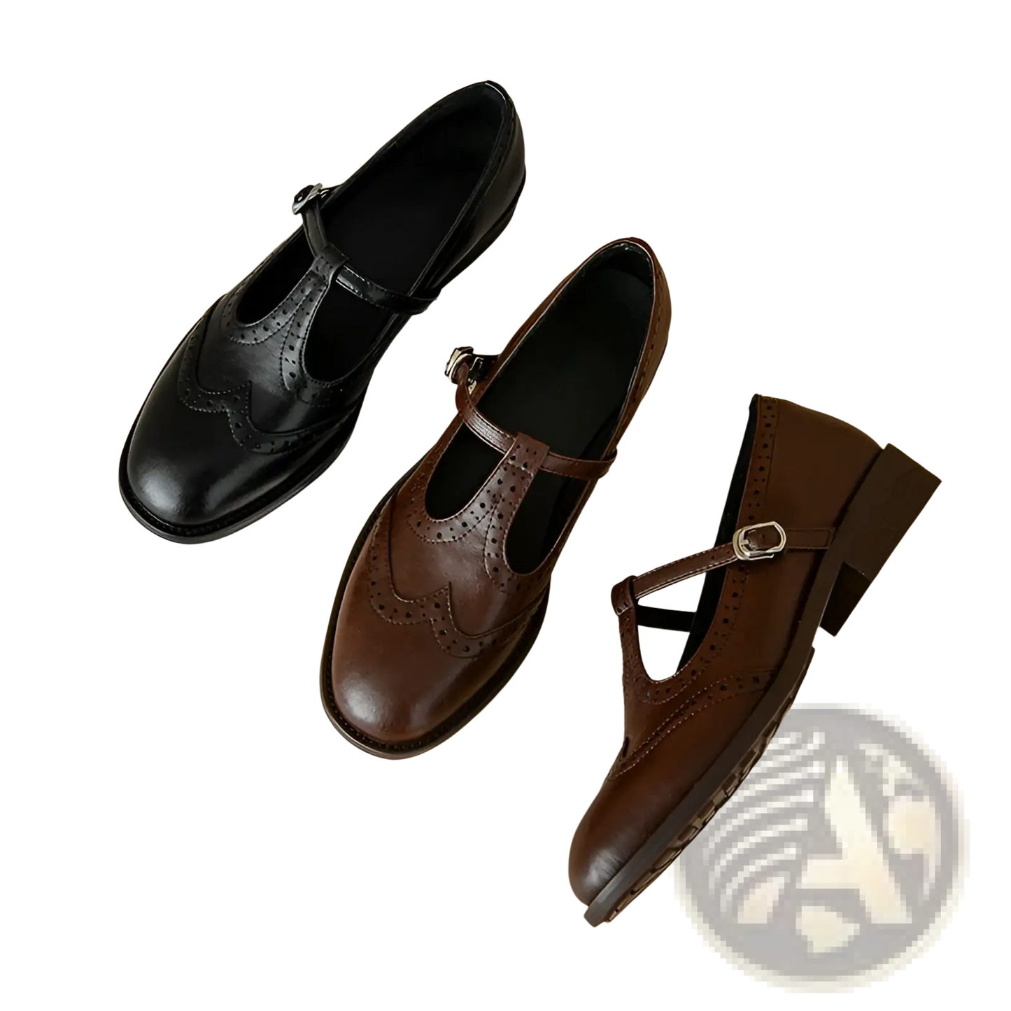 Mary Jane Shoes Retro Leather t Strap Brogue Style