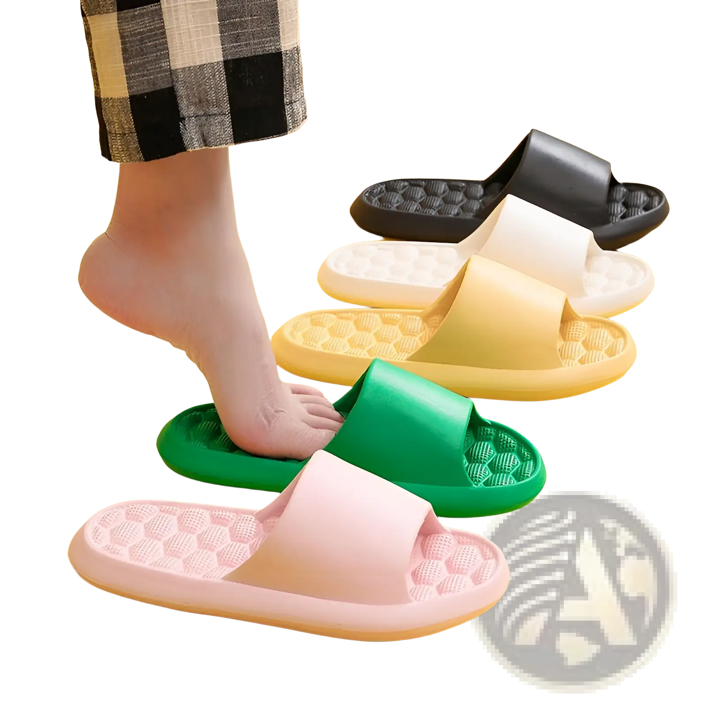 Massage Slippers Honeycomb Textured Rubber Slides