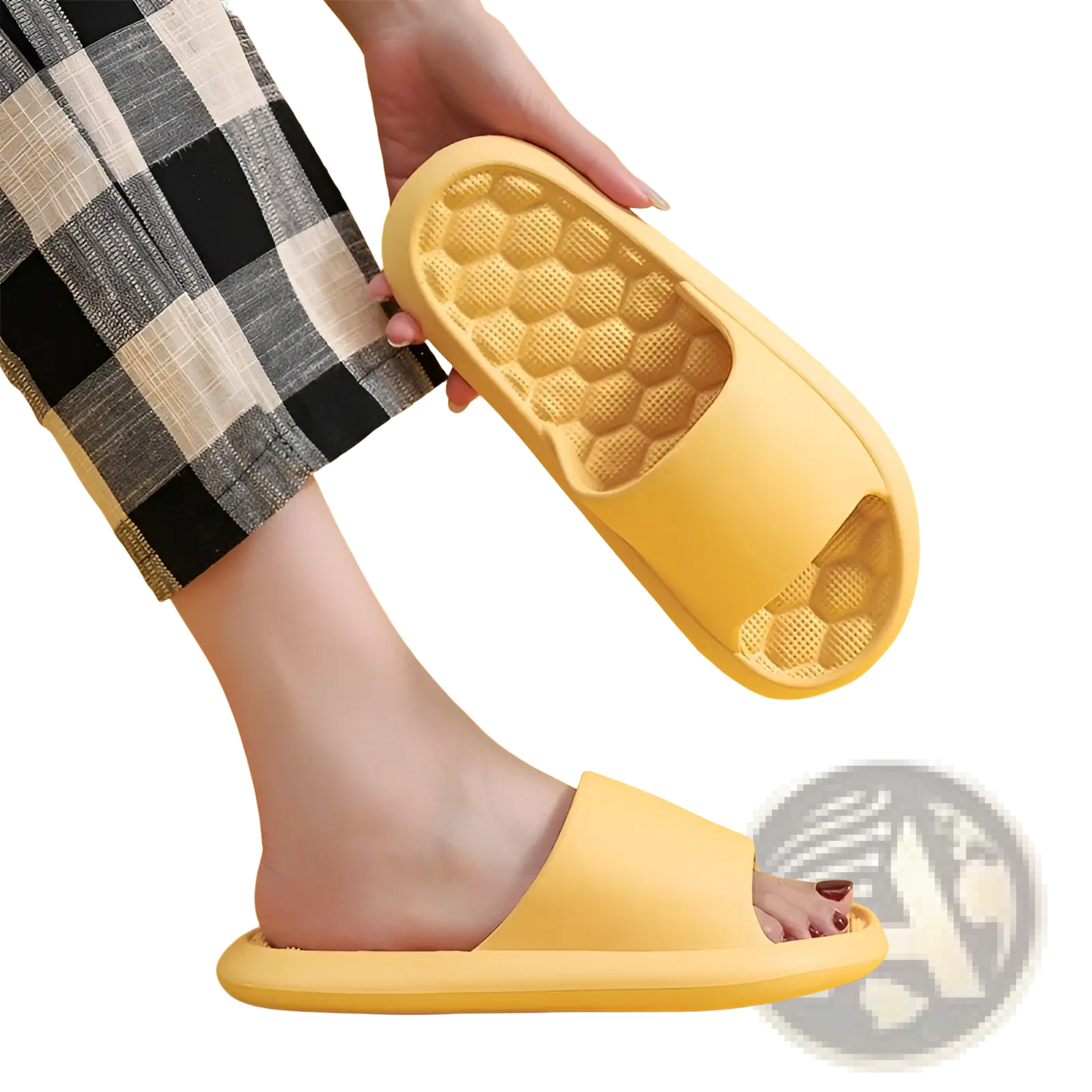 Massage Slippers Honeycomb Textured Rubber Slides