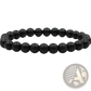 Matte Black and Green Malachite Elastic Bead Bracelet