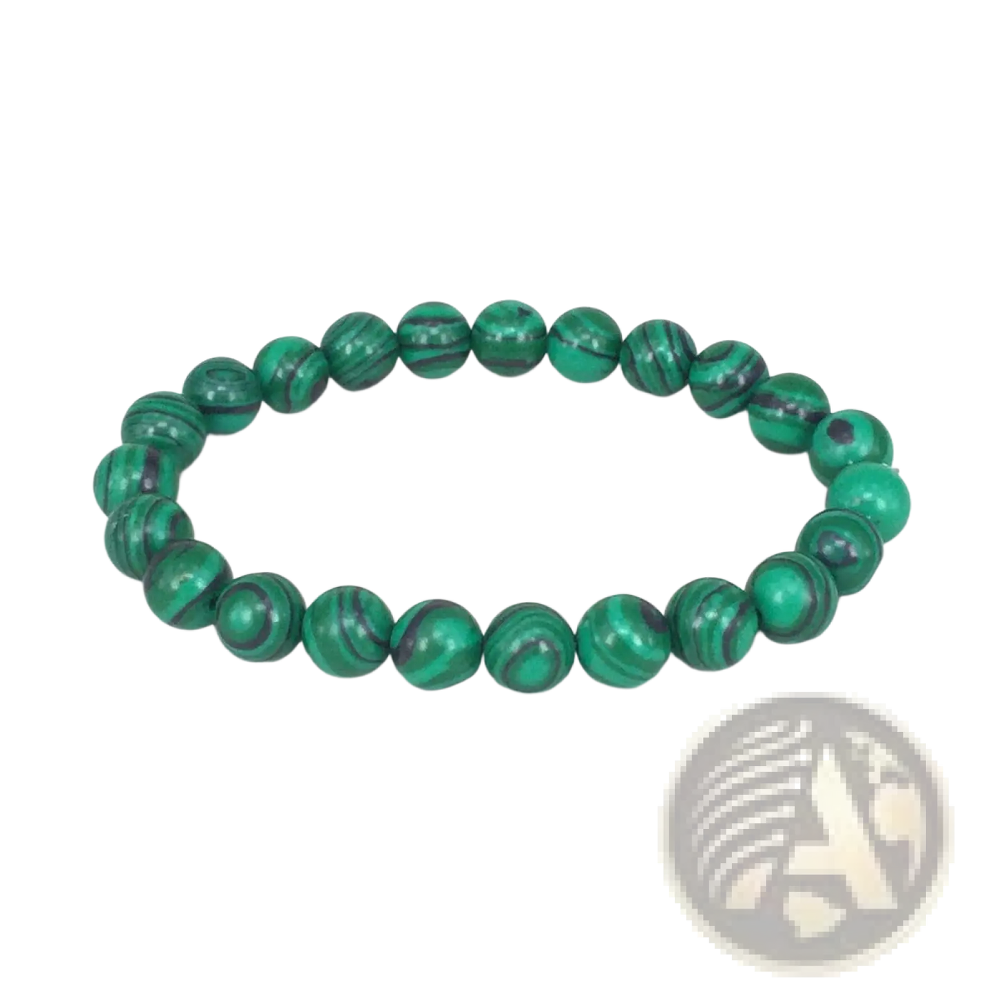 Matte Black and Green Malachite Elastic Bead Bracelet