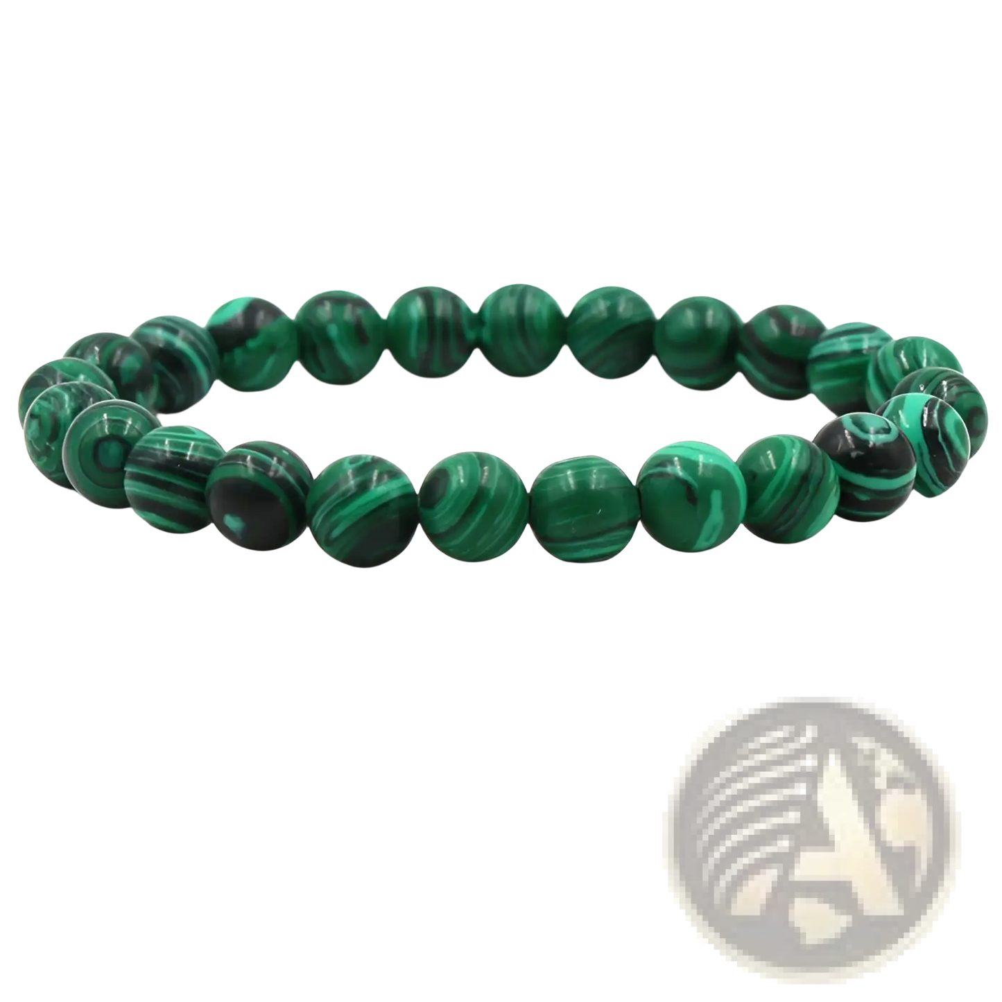 Matte Black and Green Malachite Elastic Bead Bracelet