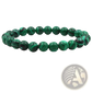 Matte Black and Green Malachite Elastic Bead Bracelet