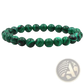 Matte Black and Green Malachite Elastic Bead Bracelet