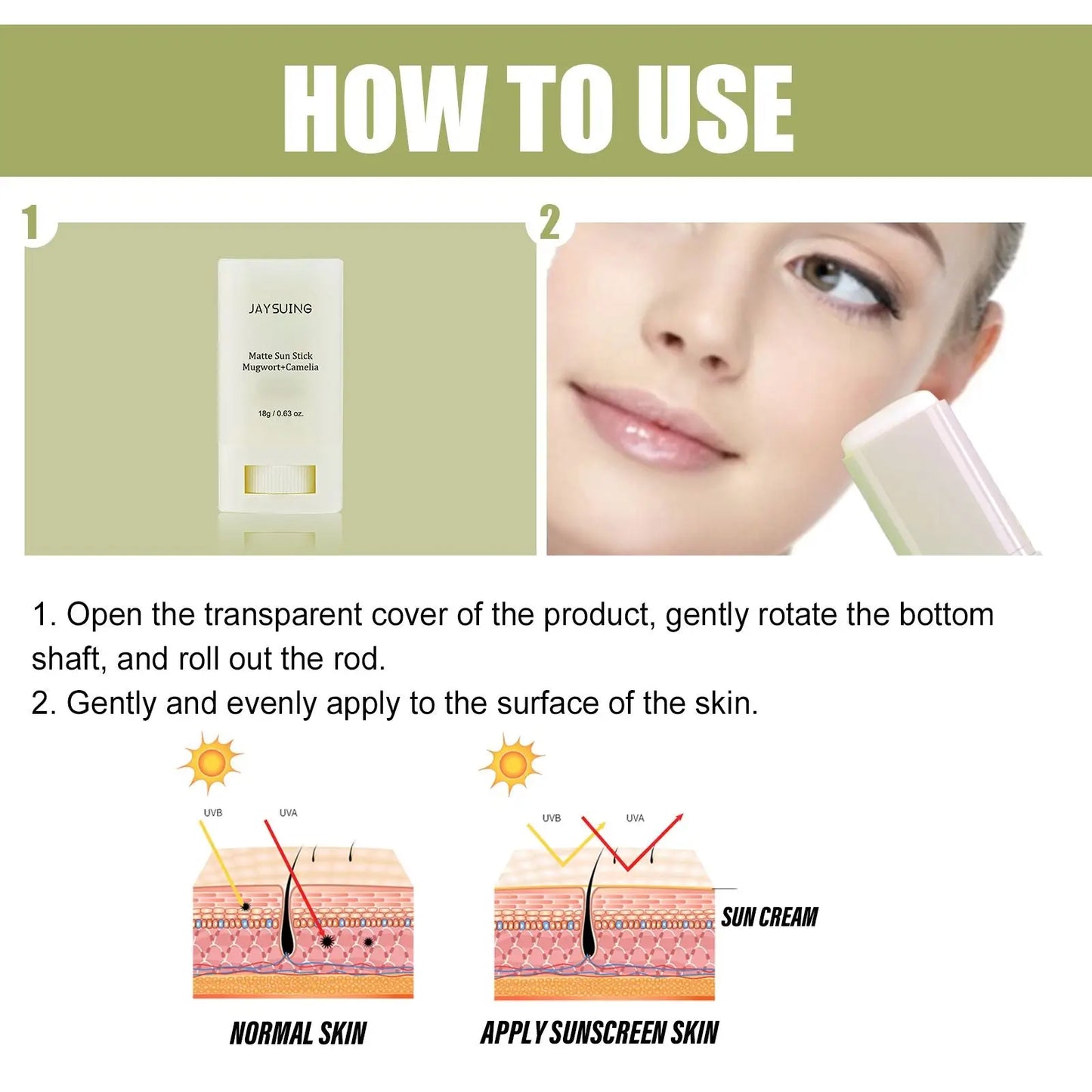 Matte Sun Stick Spf 50 Moisturizing Skincare Cream