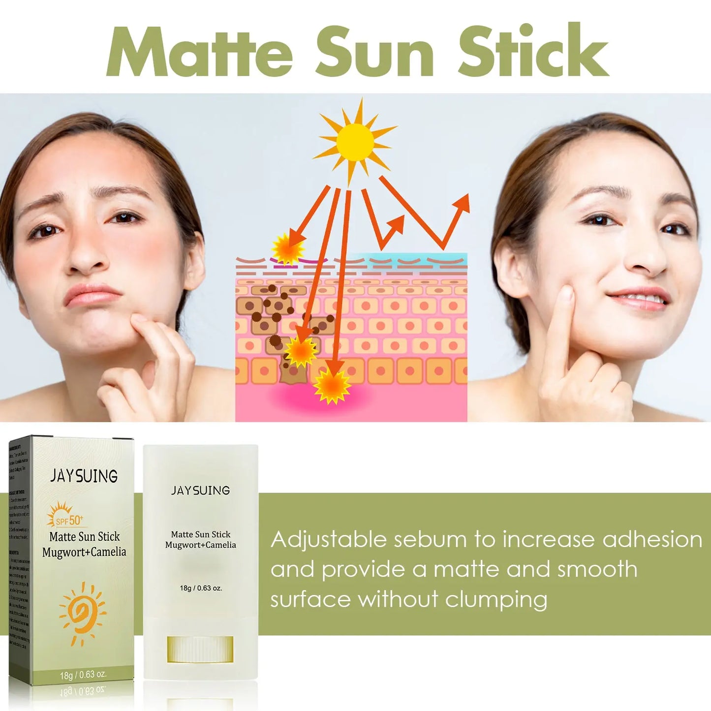 Matte Sun Stick Spf 50 Moisturizing Skincare Cream