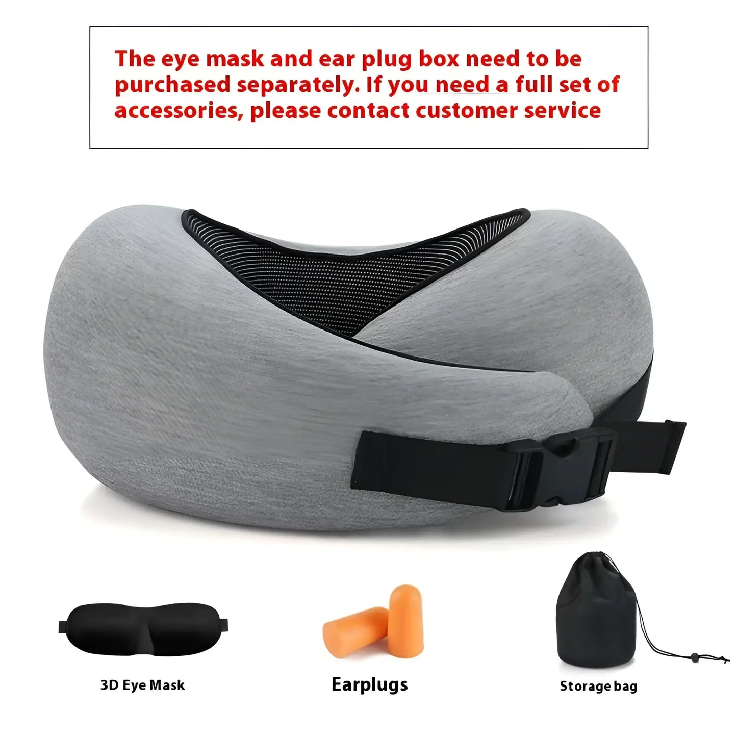Memory Foam Travel Neck Pillow Adjustable Support