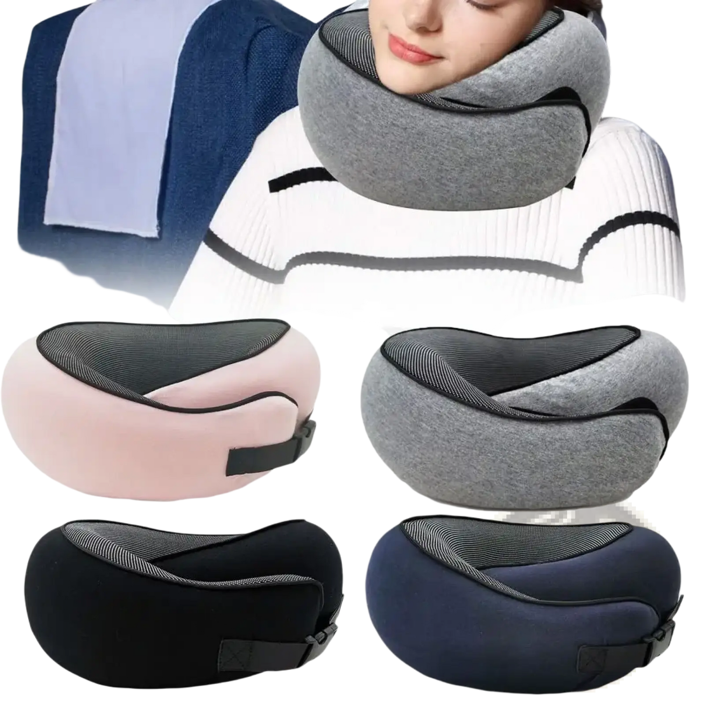 Memory Foam Travel Neck Pillow Adjustable Support