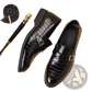 Men Leather Croco Loafers with Silver Buckle