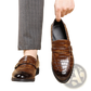 Men Leather Croco Loafers with Silver Buckle