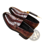 Men Leather Croco Loafers with Silver Buckle
