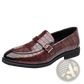 Men Leather Croco Loafers with Silver Buckle