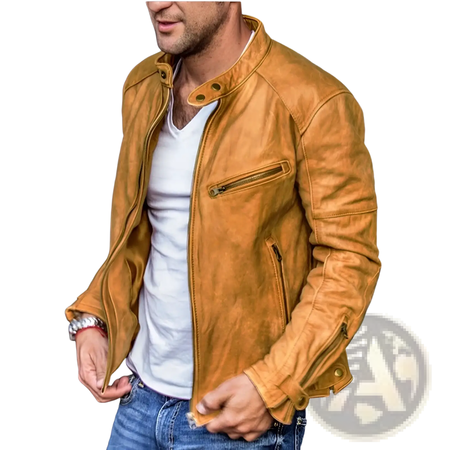 Men Pu Leather Punk Motorcycle Jacket Stand Collar