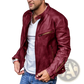 Men Pu Leather Punk Motorcycle Jacket Stand Collar