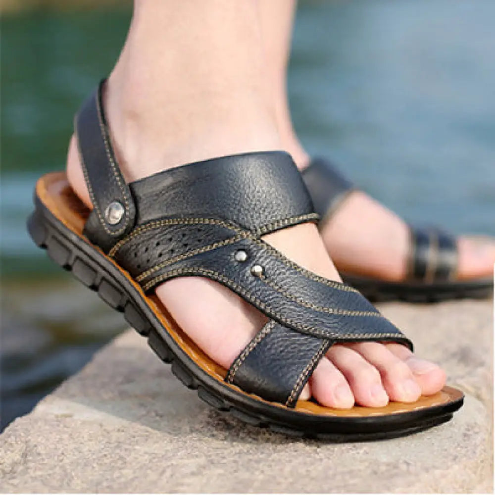 Men's Adjustable Genuine Leather Summer Beach Sandals