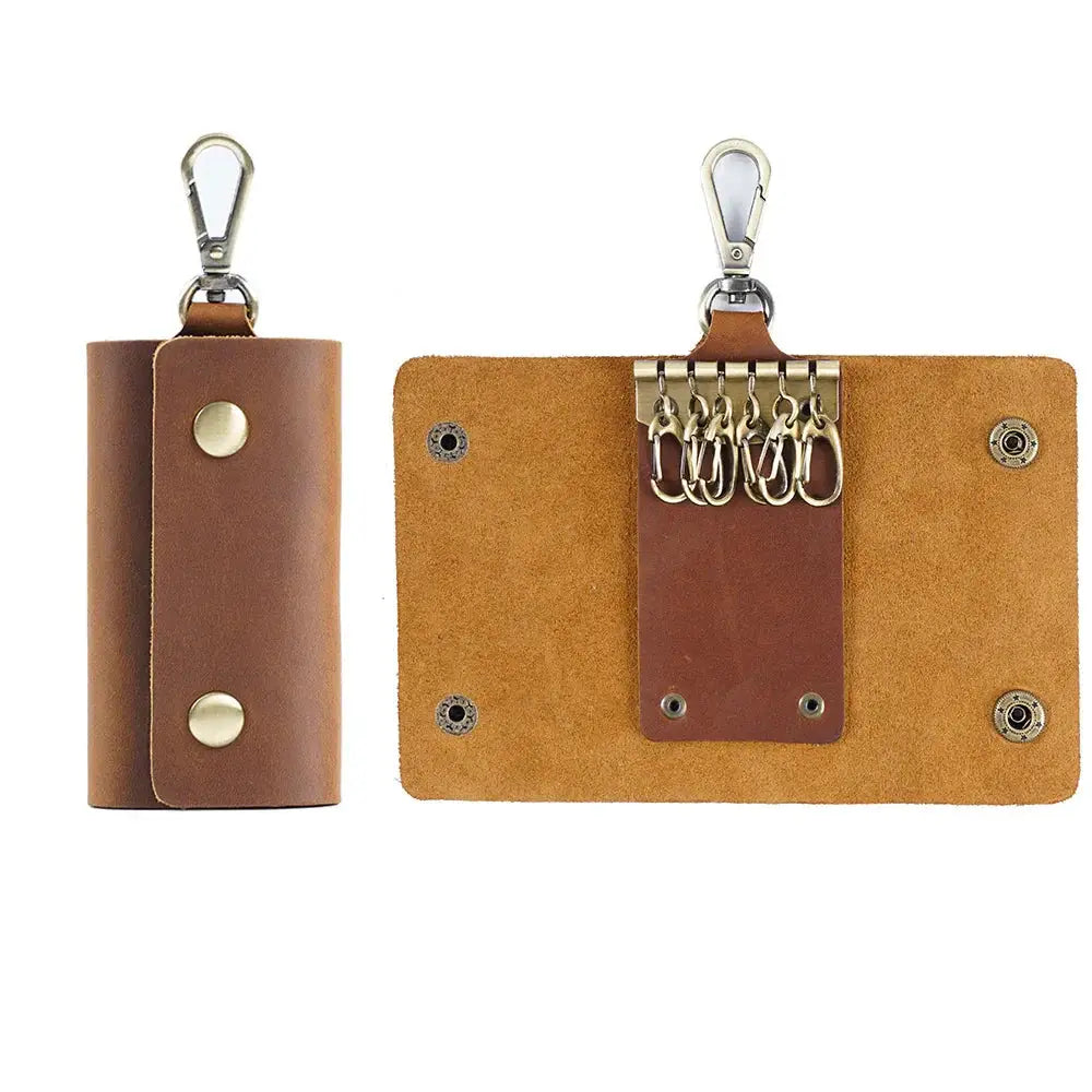 Men's Minimalist Leather Wallet and Key Organizer Case