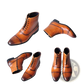 Men Winter Boots Leather Brogue Plush Warm Shoes