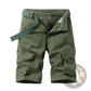 Men's 100% Cotton Straight Leg Cargo Shorts with Belt