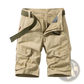 Men's 100% Cotton Straight Leg Cargo Shorts with Belt