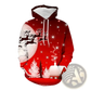 Men's 3d Printed Festive Santa and Reindeer Christmas Hoodie