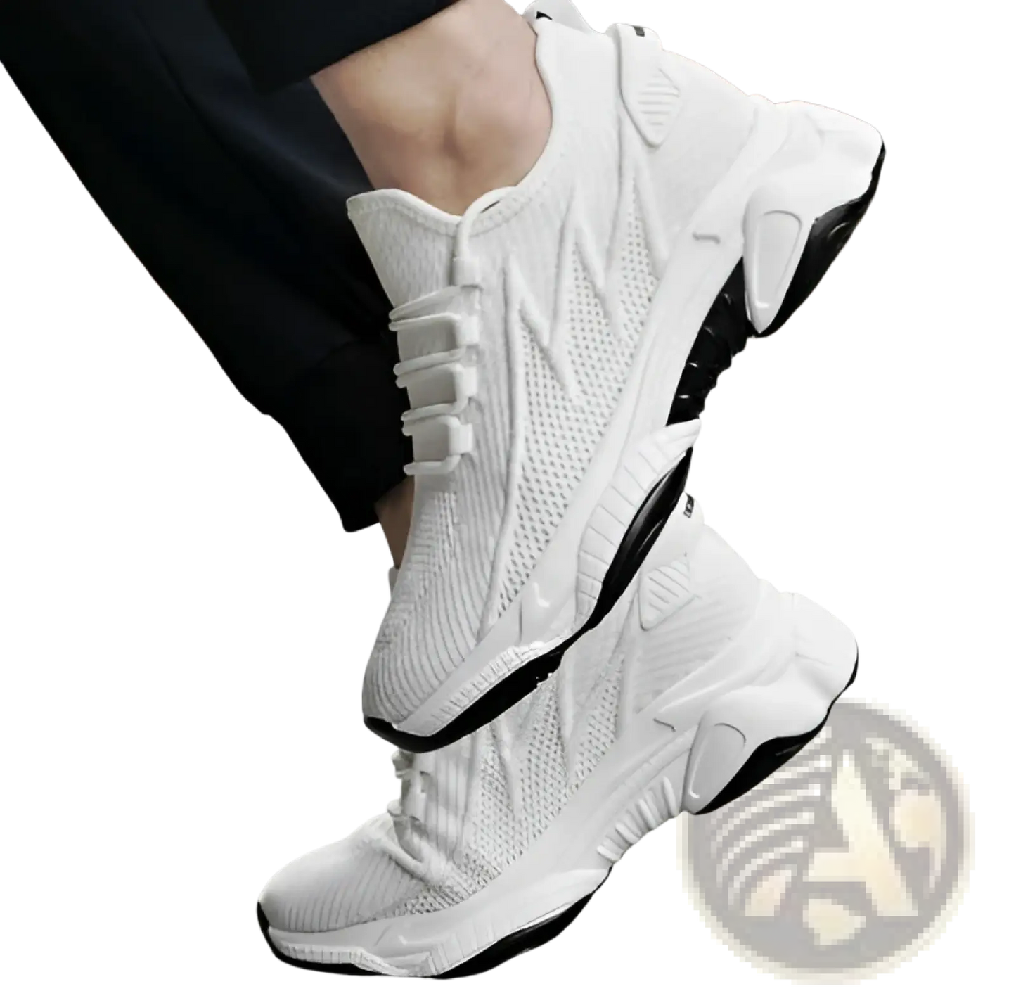 Men's Air Cushion Running Shoes Black Mesh Sneakers
