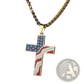 Men's American Flag Enamel Cross Stainless Steel Necklace