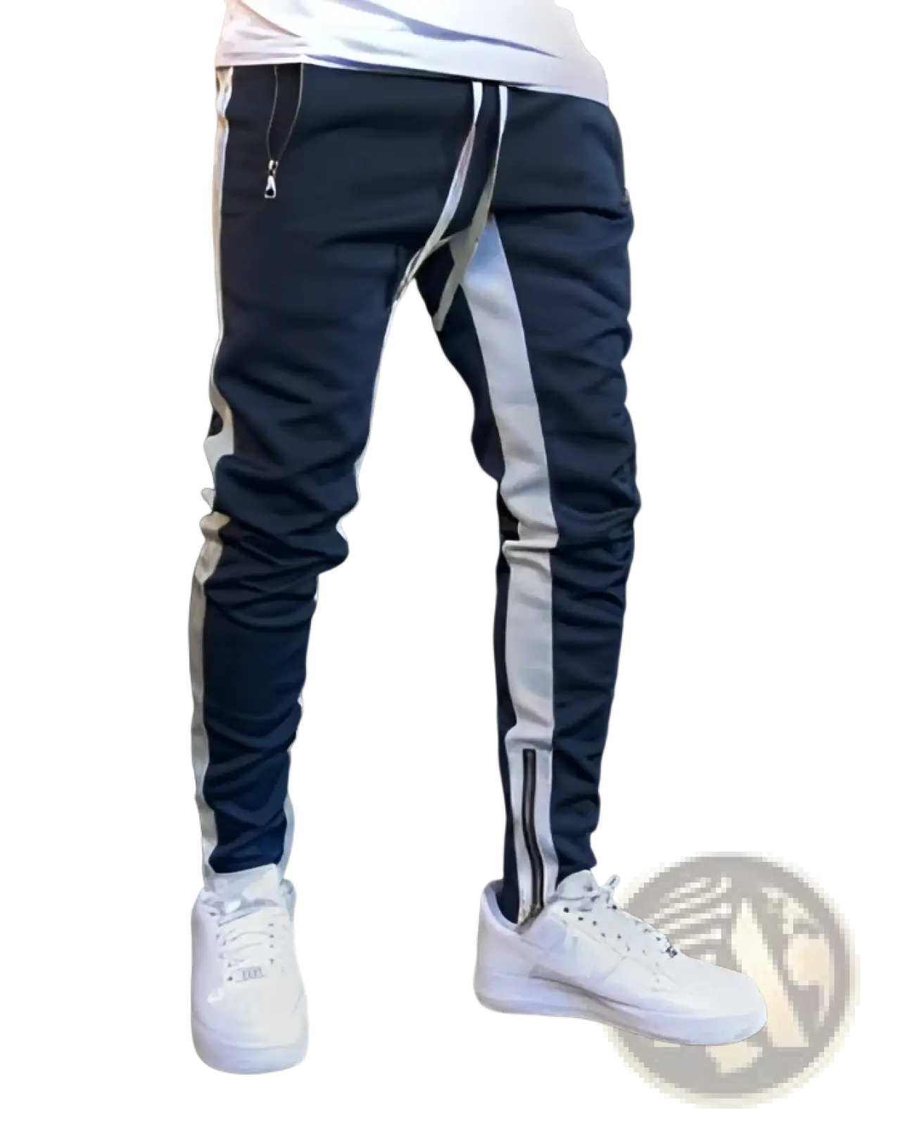 Men's Athletic Side Stripe Joggers with Zipper Cuffs