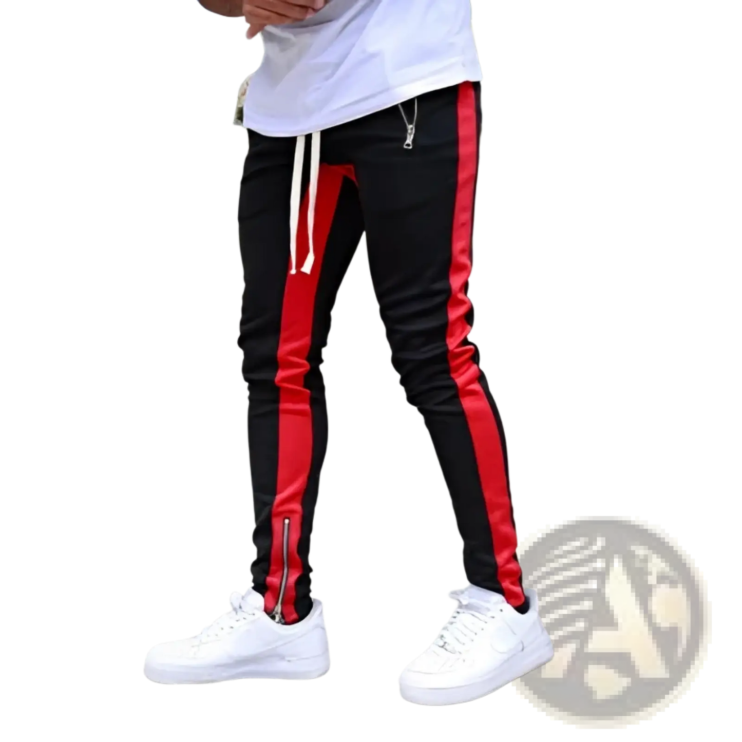 Men's Athletic Side Stripe Joggers with Zipper Cuffs