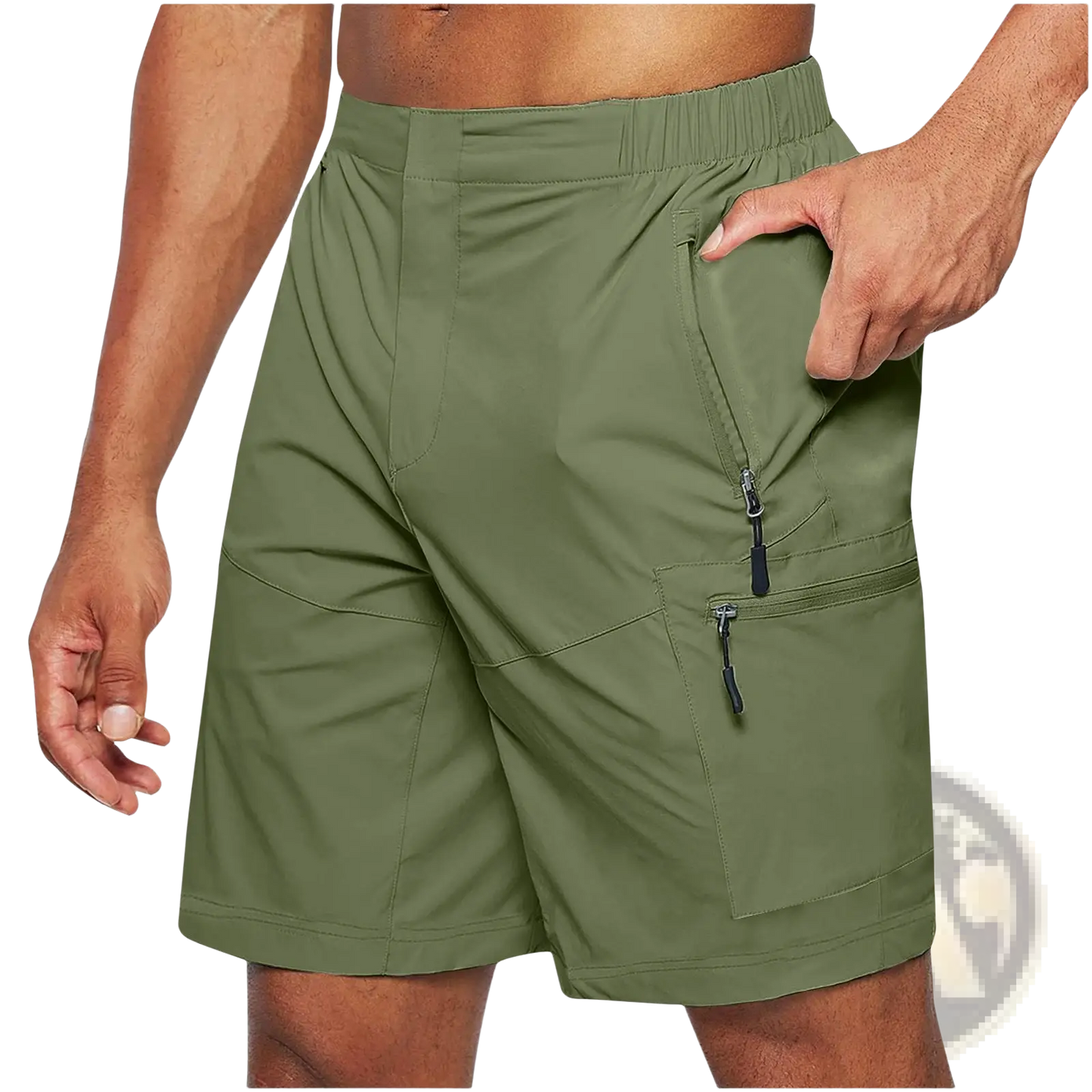 Men's Athletic Straight Leg Cargo Shorts with Zipper Pockets