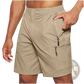 Men's Athletic Straight Leg Cargo Shorts with Zipper Pockets